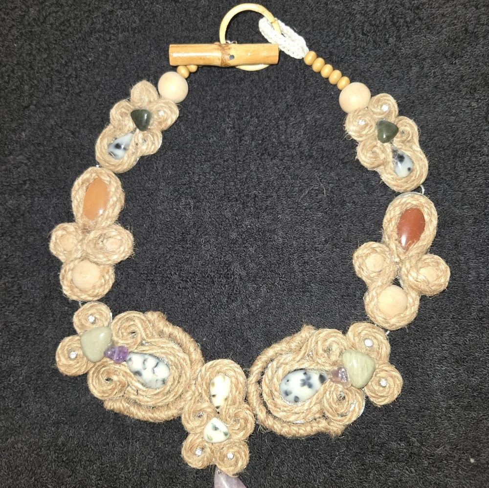 FreePeople Elegant Beige Stone Necklace 20" - Picture 2 of 5